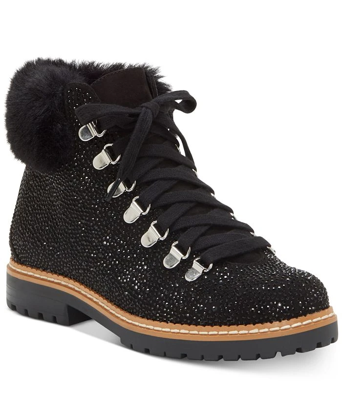 INC International Concepts Women's Pravale Lace-Up Lug Sole Hiker Bling Booties, Created For Macy's 3 INC International Concepts Women's Pravale Lace-Up Lug Sole Hiker Bling Booties, Created For Macy's