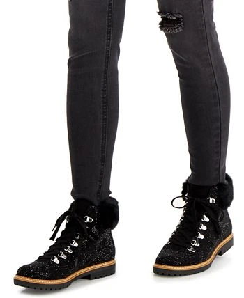 INC International Concepts Women's Pravale Lace-Up Lug Sole Hiker Bling Booties, Created For Macy's 4 INC International Concepts Women's Pravale Lace-Up Lug Sole Hiker Bling Booties, Created For Macy's - Image 2