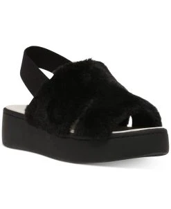 Anne Klein Tee Faux-Fur Sandals