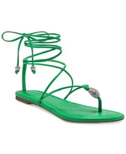 INC International Concepts Women's Amille Tie-Up Flat Sandals, Created For Macy's