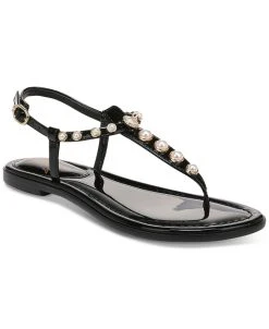 Sam Edelman Gigi Imitation Pearl T-Strap Flat Sandals