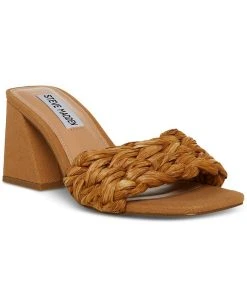 Steve Madden Women's Mylee Raffia Block-Heel Sandals