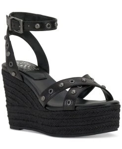Vince Camuto Feegella Studded Ankle-Strap Platform Wedge Sandals